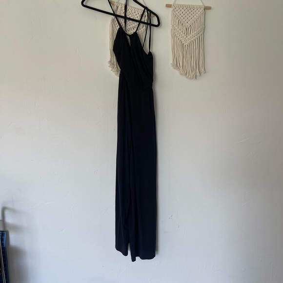 Anthropologie Maeve Corianna Black Halter Belted Romper - Picture 2 of 7